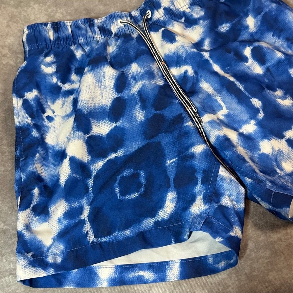 Speedo Swim Trunks Mens Small Blue White Tie Dye Board Shorts Mesh Lined 7784578 - Picture 3 of 9